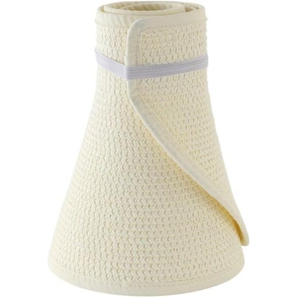 Womens Sun Visor Hat Roll-up Straw Hat Summer Ponytail Beach Hat Foldable - Picture 5 of 8